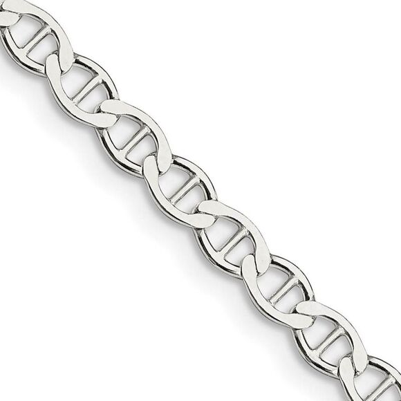 4mm Sterling Silver Hollow Flat Anchor Chain Necklace, 22 Inch - Picture 1 of 7
